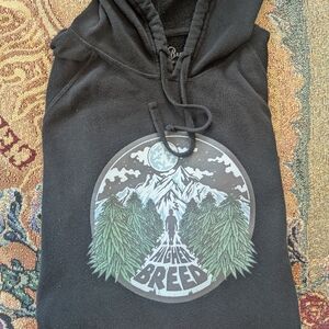 Black Graphic Hoodie with Mountain Design